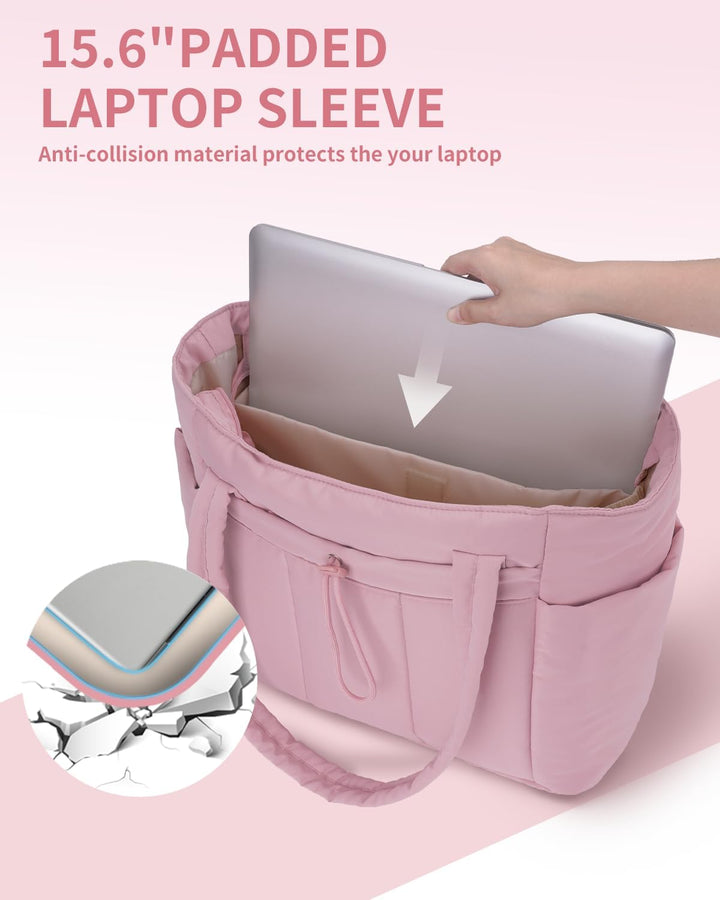 Gepolsterte Puffer-Schultertasche mit Becherhalter & Laptop-Hülle für Reisen und Arbeit