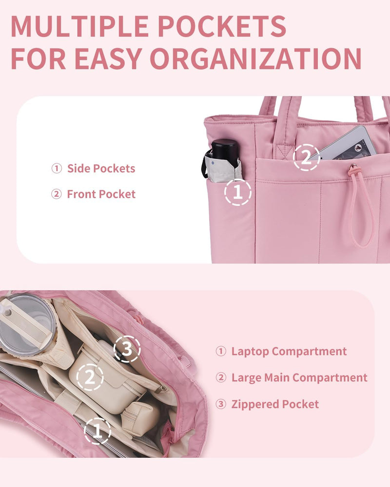 Gepolsterte Puffer-Schultertasche mit Becherhalter & Laptop-Hülle für Reisen und Arbeit