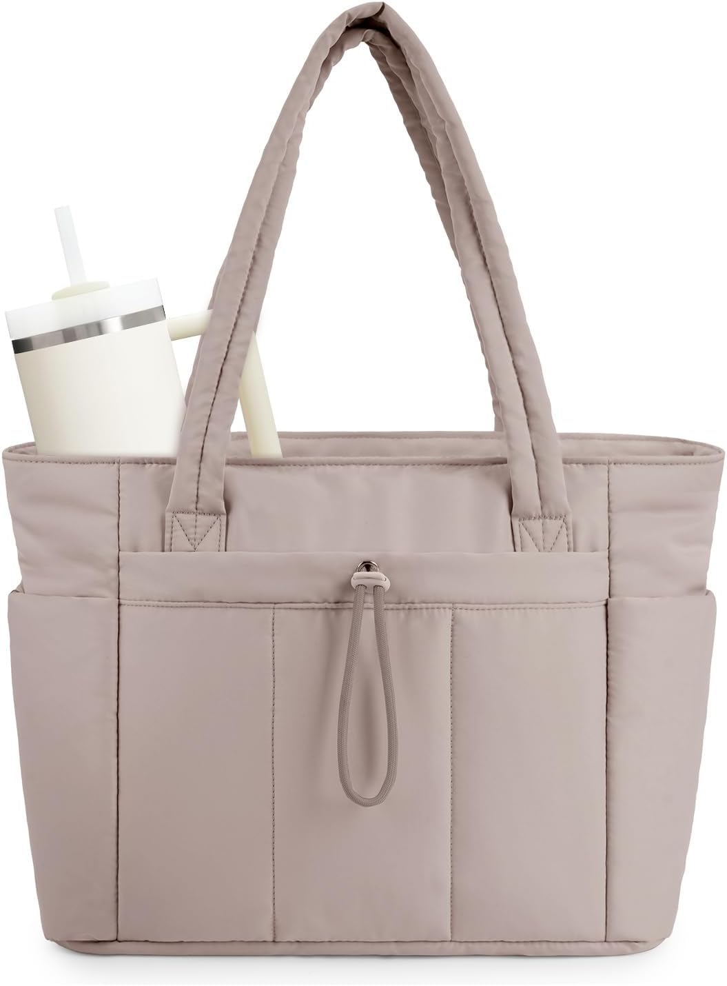 Gepolsterte Puffer-Schultertasche mit Becherhalter & Laptop-Hülle für Reisen und Arbeit
