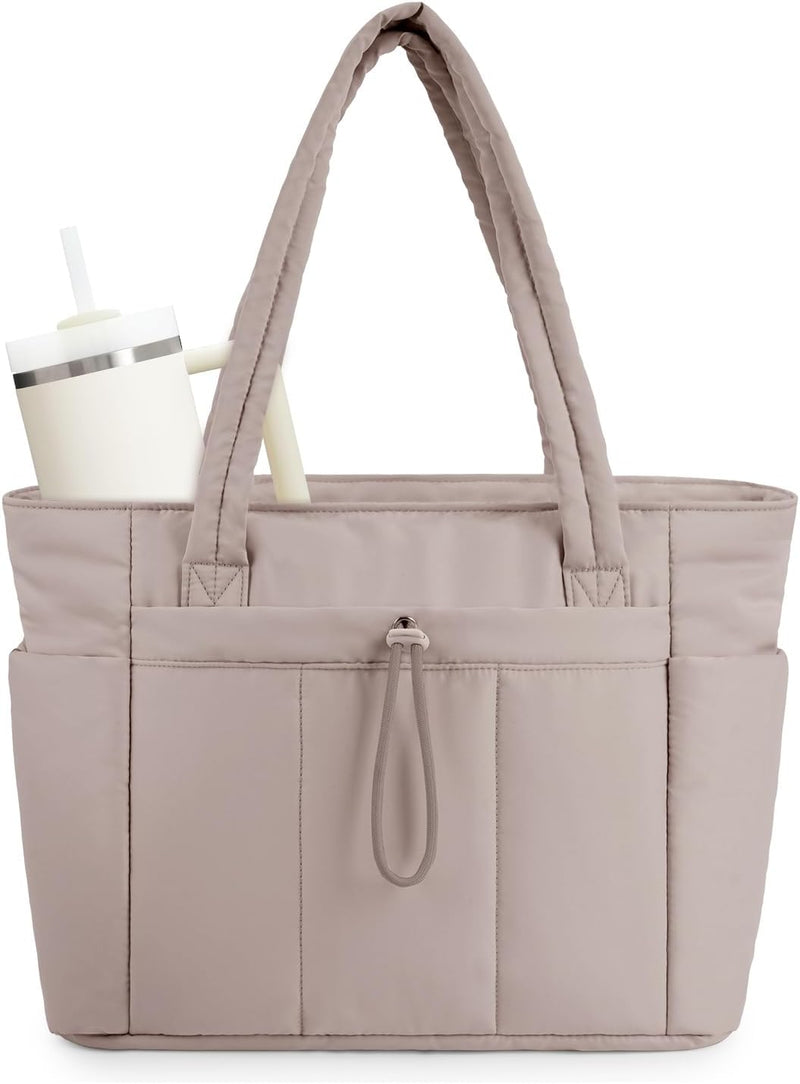 Gepolsterte Puffer-Schultertasche mit Becherhalter & Laptop-Hülle für Reisen und Arbeit
