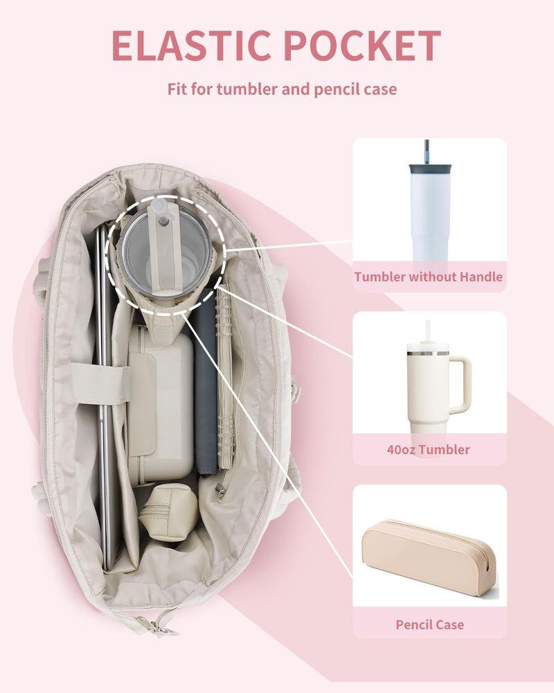 Gepolsterte Puffer-Schultertasche mit Becherhalter & Laptop-Hülle für Reisen und Arbeit