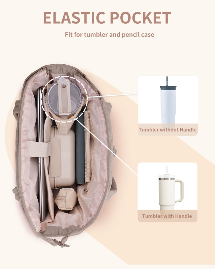 Gepolsterte Puffer-Schultertasche mit Becherhalter & Laptop-Hülle für Reisen und Arbeit