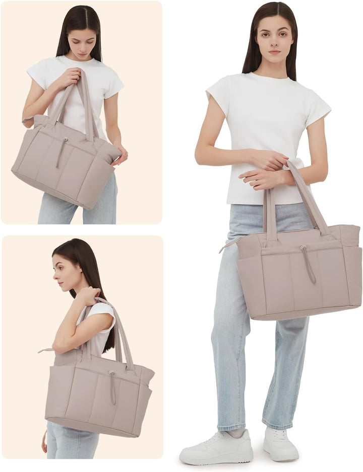 Gepolsterte Puffer-Schultertasche mit Becherhalter & Laptop-Hülle für Reisen und Arbeit