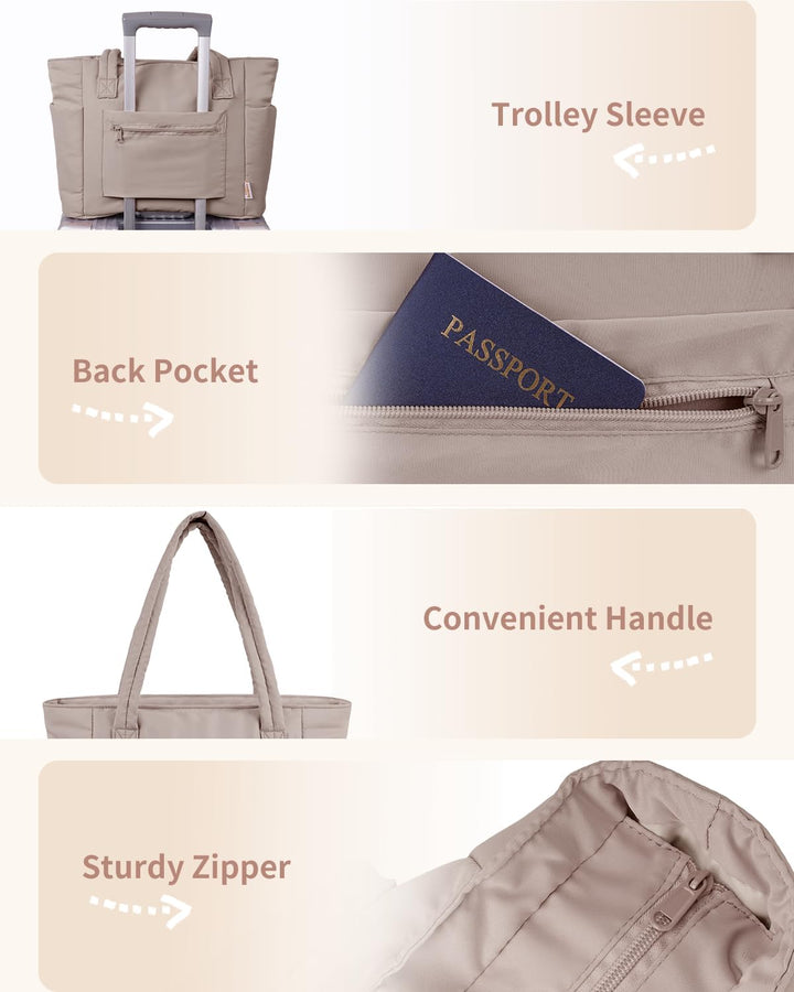 Gepolsterte Puffer-Schultertasche mit Becherhalter & Laptop-Hülle für Reisen und Arbeit