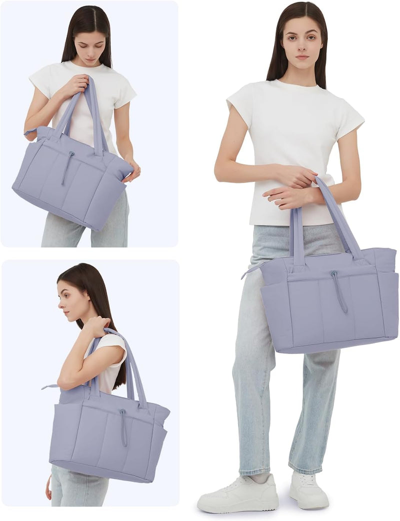 Gepolsterte Puffer-Schultertasche mit Becherhalter & Laptop-Hülle für Reisen und Arbeit