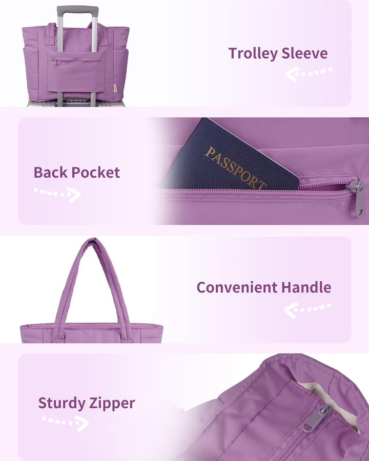 Gepolsterte Puffer-Schultertasche mit Becherhalter & Laptop-Hülle für Reisen und Arbeit