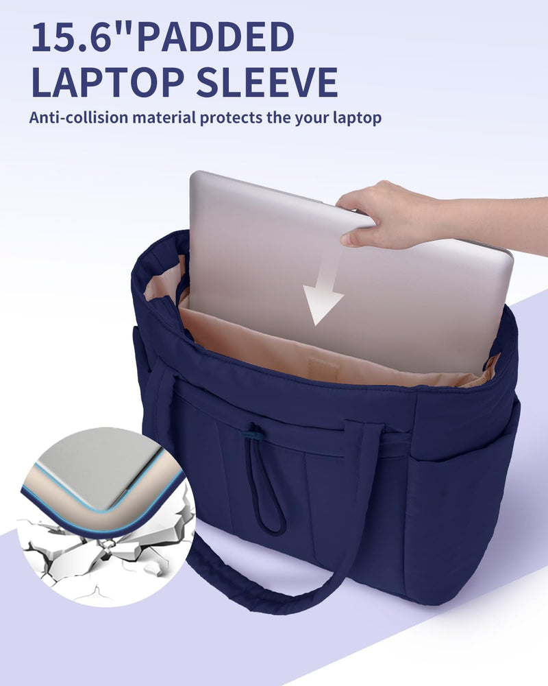 Gepolsterte Puffer-Schultertasche mit Becherhalter & Laptop-Hülle für Reisen und Arbeit