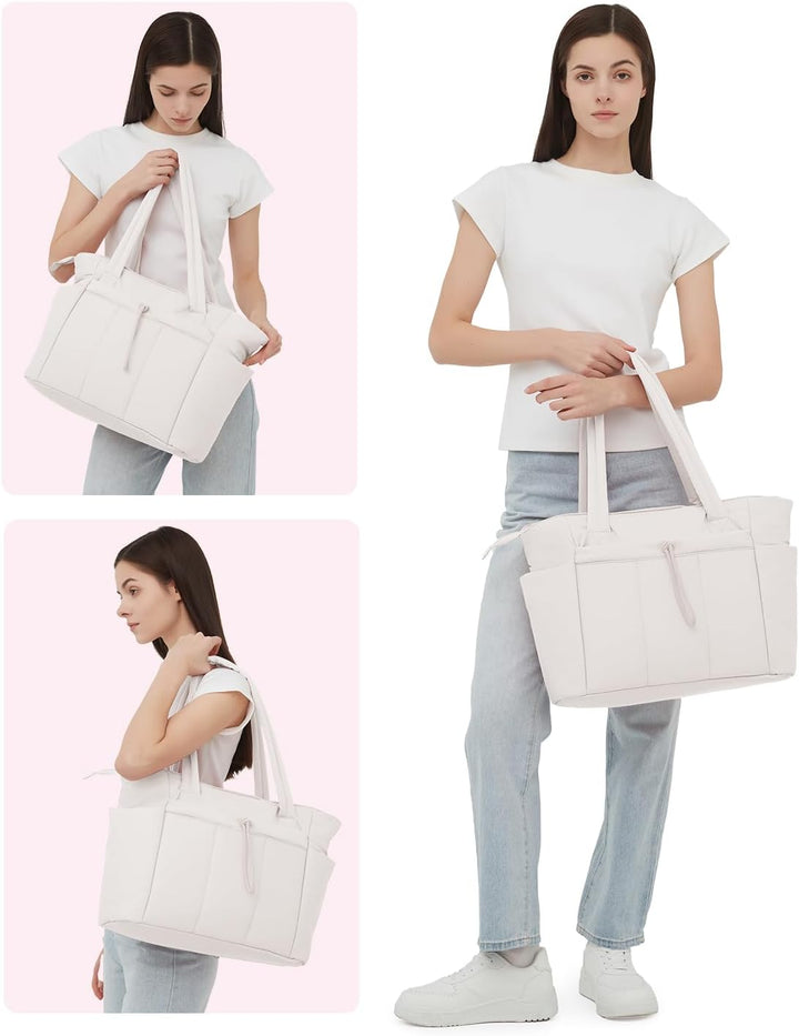 Gepolsterte Puffer-Schultertasche mit Becherhalter & Laptop-Hülle für Reisen und Arbeit