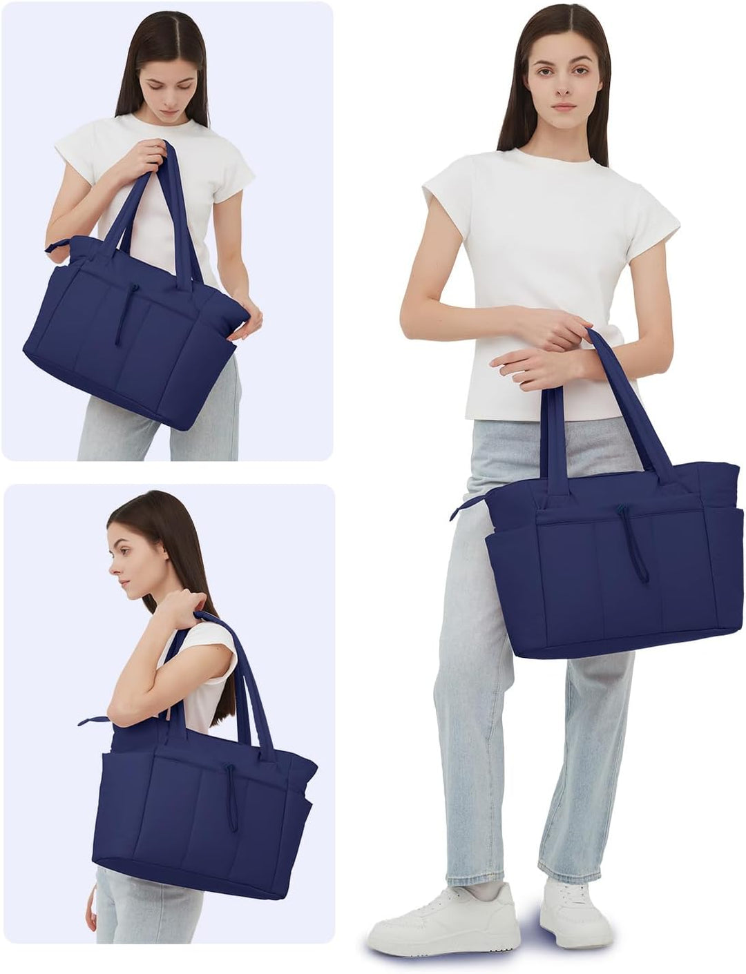 Gepolsterte Puffer-Schultertasche mit Becherhalter & Laptop-Hülle für Reisen und Arbeit