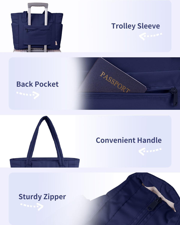 Gepolsterte Puffer-Schultertasche mit Becherhalter & Laptop-Hülle für Reisen und Arbeit