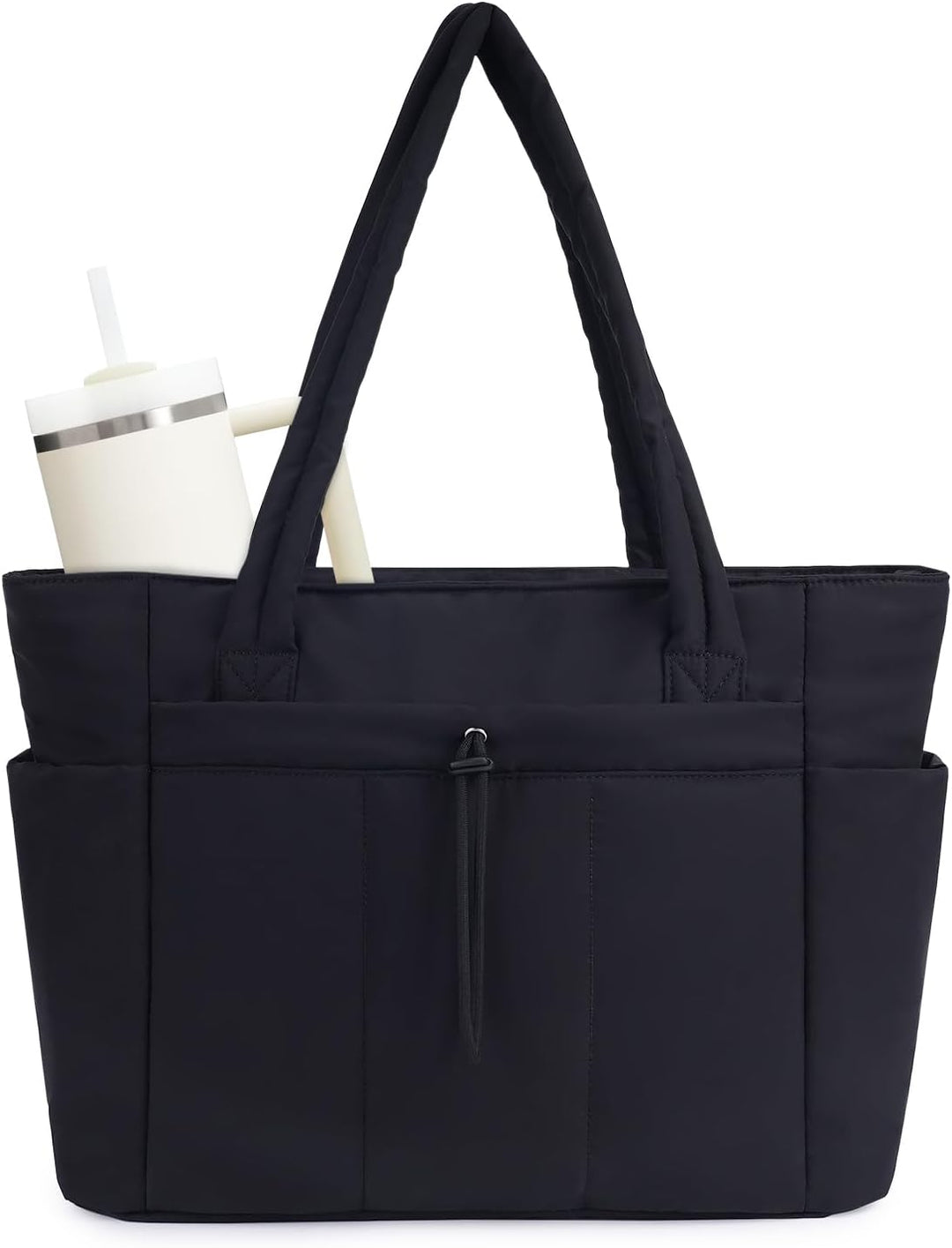 Gepolsterte Puffer-Schultertasche mit Becherhalter & Laptop-Hülle für Reisen und Arbeit