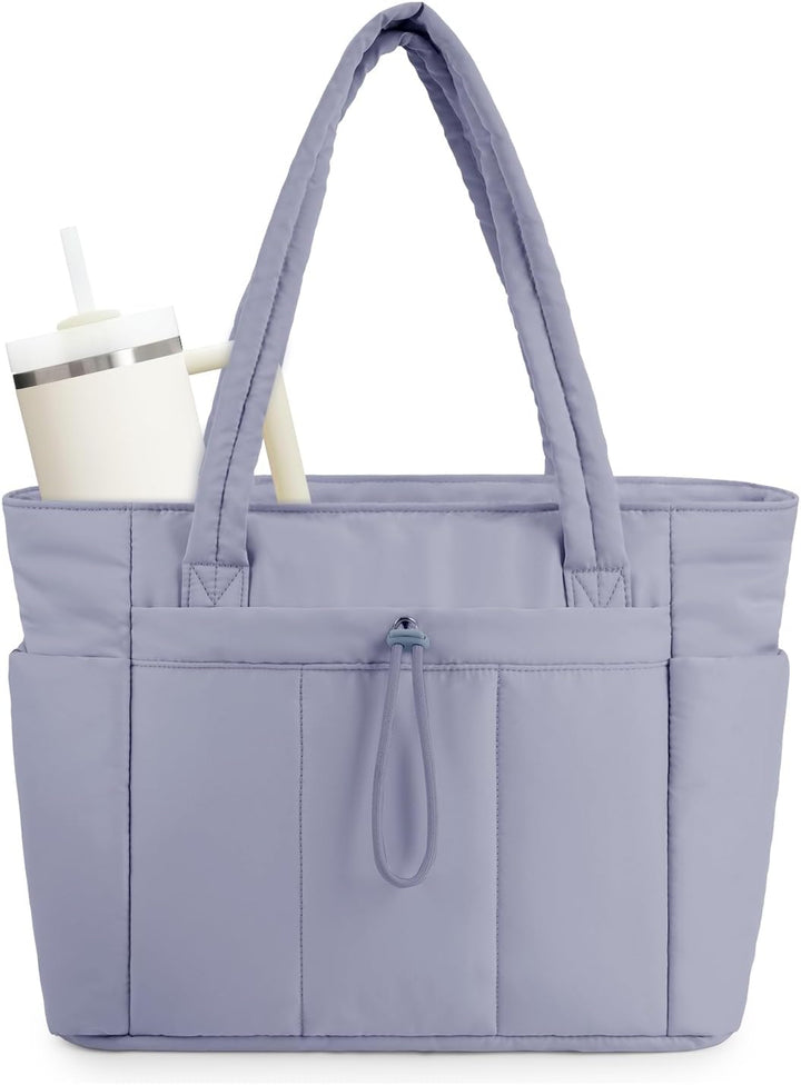 Gepolsterte Puffer-Schultertasche mit Becherhalter & Laptop-Hülle für Reisen und Arbeit