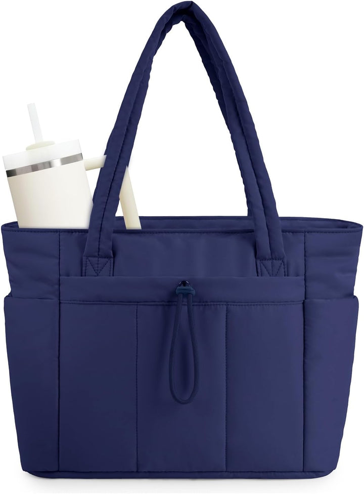 Gepolsterte Puffer-Schultertasche mit Becherhalter & Laptop-Hülle für Reisen und Arbeit