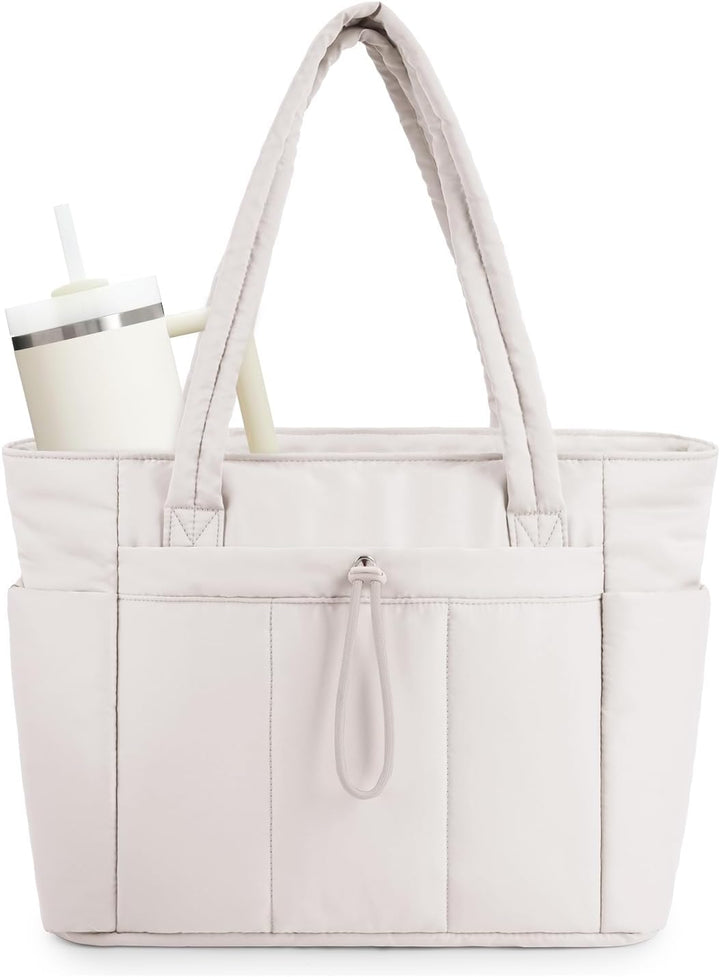 Gepolsterte Puffer-Schultertasche mit Becherhalter & Laptop-Hülle für Reisen und Arbeit