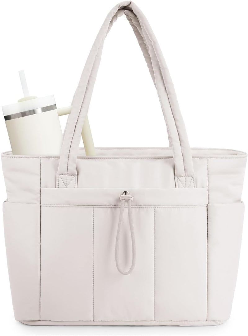 Gepolsterte Puffer-Schultertasche mit Becherhalter & Laptop-Hülle für Reisen und Arbeit