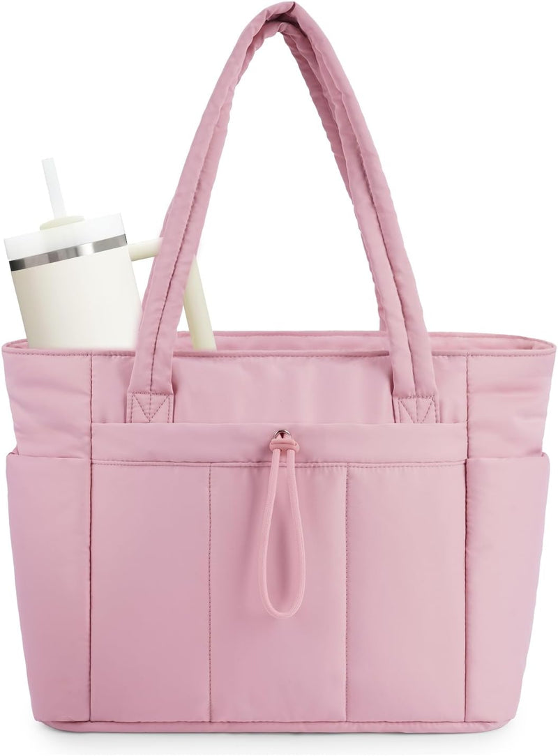 Gepolsterte Puffer-Schultertasche mit Becherhalter & Laptop-Hülle für Reisen und Arbeit