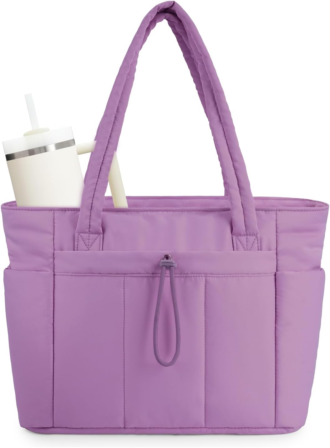 Gepolsterte Puffer-Schultertasche mit Becherhalter & Laptop-Hülle für Reisen und Arbeit