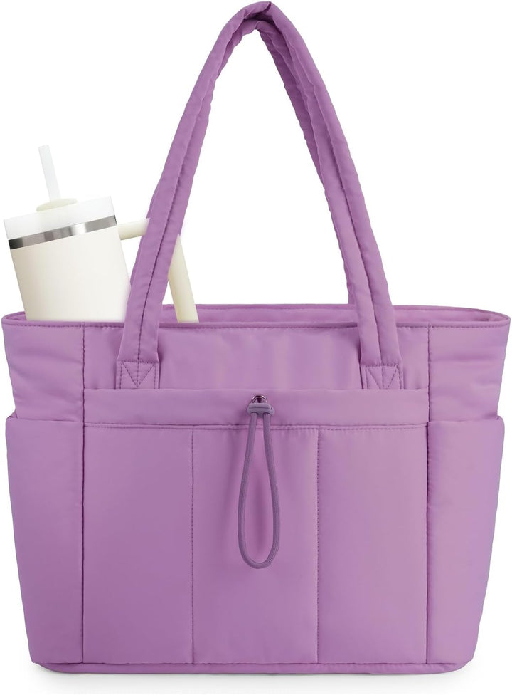 Gepolsterte Puffer-Schultertasche mit Becherhalter & Laptop-Hülle für Reisen und Arbeit