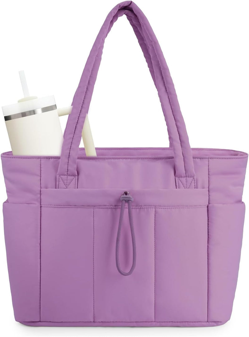 Gepolsterte Puffer-Schultertasche mit Becherhalter & Laptop-Hülle für Reisen und Arbeit