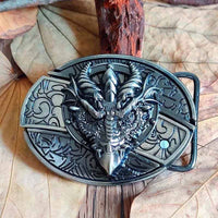Oval Bull Skull Belt Buckle with Hidden Knife 23