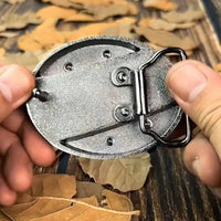 Oval Bull Skull Belt Buckle with Hidden Knife 4