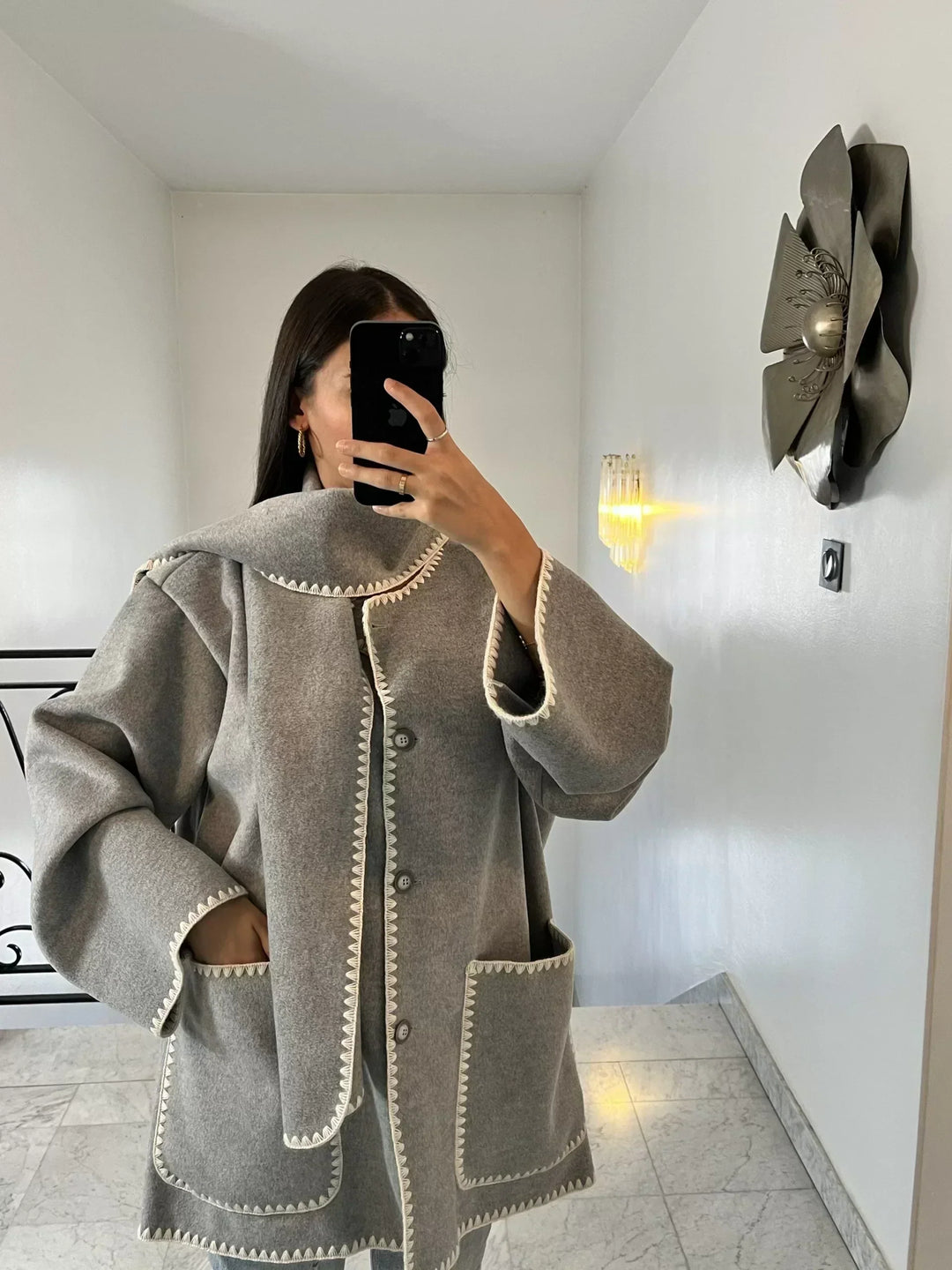 Lange Wollen Damesjas voor de Herfst – Amelie