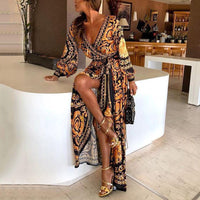Summer Wrap Dress | Boho Women's Dress with Slit