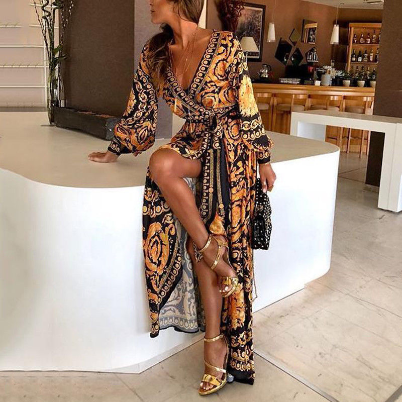 Summer Wrap Dress | Boho Women's Dress with Slit