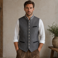 Men's Gray Bavarian-Style Vest with Buttons 1