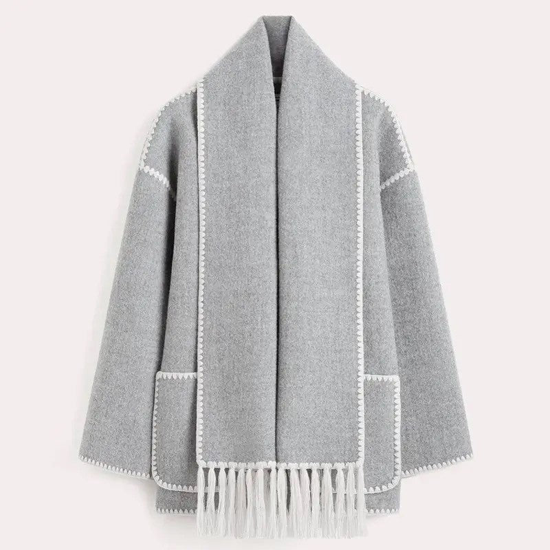 Lange Wollen Damesjas voor de Herfst – Amelie