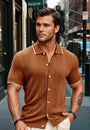 Atmungsaktives & Klassisches Strick-Herren-Poloshirt aus Baumwolle – Leano