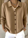 Women's Button-Front Knit Cardigan with Relaxed Collar 3