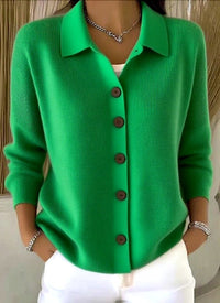 Women's Button-Front Knit Cardigan with Relaxed Collar 5