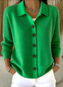 Women's Button-Front Knit Cardigan with Relaxed Collar 5