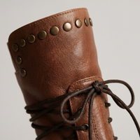 Women's Lace-Up Mid-Calf Boots with Stud Detail 3