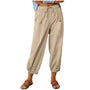 Leichte Damen-Leinenhose für den Sommer mit Kordelzug und weiter Passform – Mira