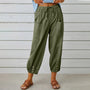 Leichte Damen-Leinenhose für den Sommer mit Kordelzug und weiter Passform – Mira