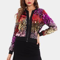 Short Women's Jacket with Shiny Sequins - Livia