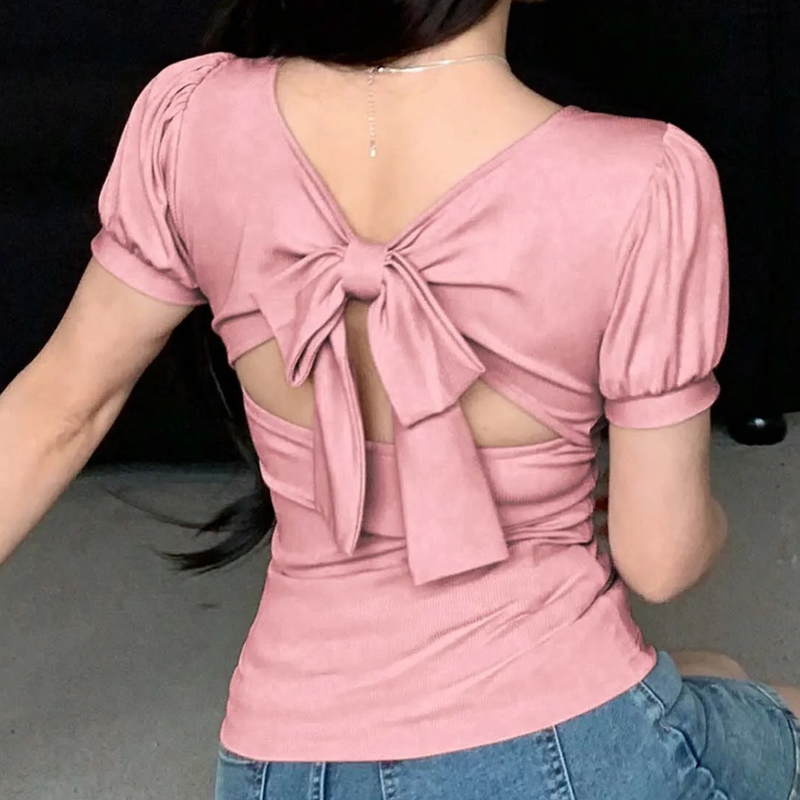 Trendy Roze Dames Top met Vierkante Halslijn - Celeste
