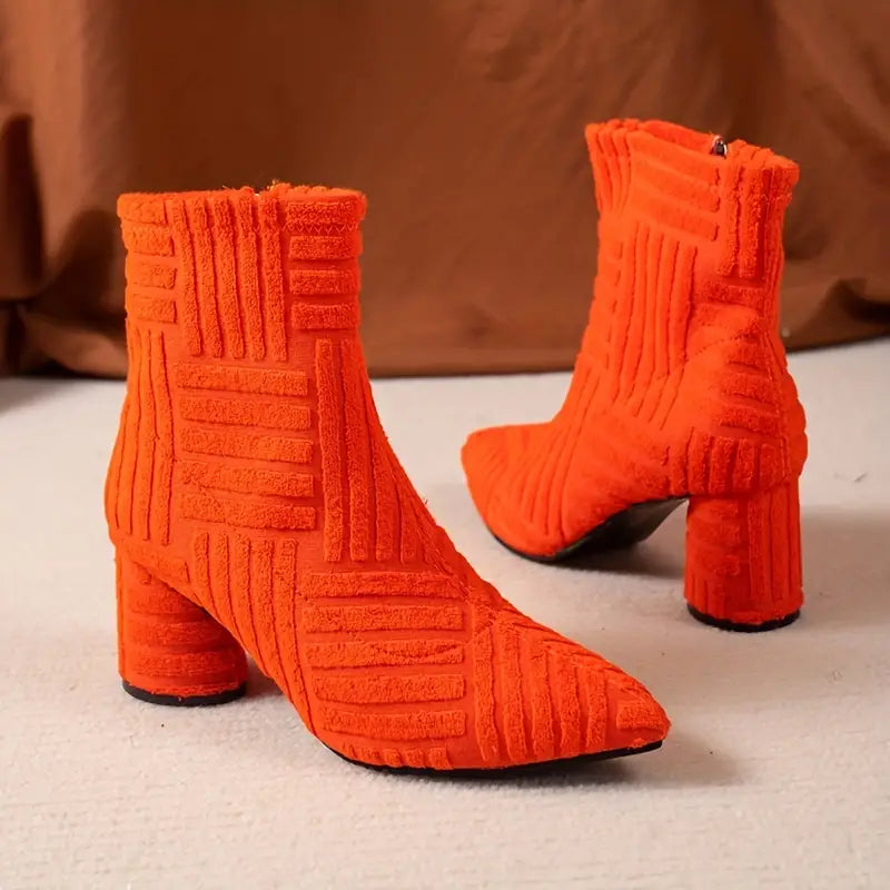 Einfarbige Damenstiefel mit Blockabsatz - Selene