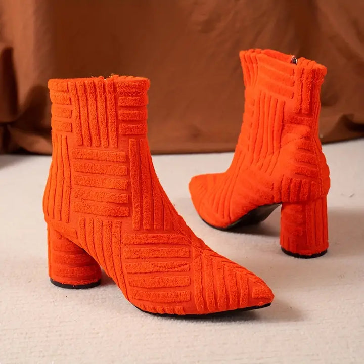 Einfarbige Damenstiefel mit Blockabsatz - Selene