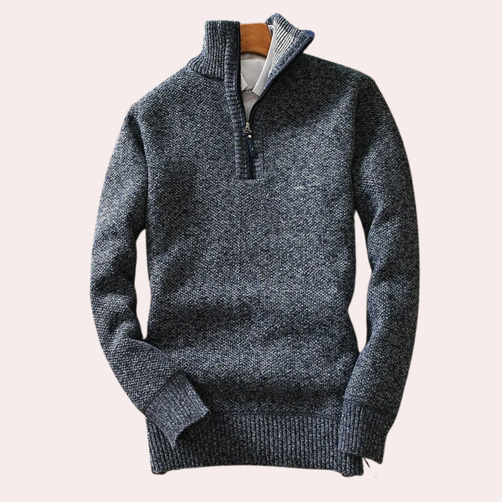 Shizley - Herrenpullover mit hohem Kragen und Reißverschluss