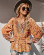 Vintage Boho Sommerbluse mit Blumenmuster und langen Ärmeln – Sana
