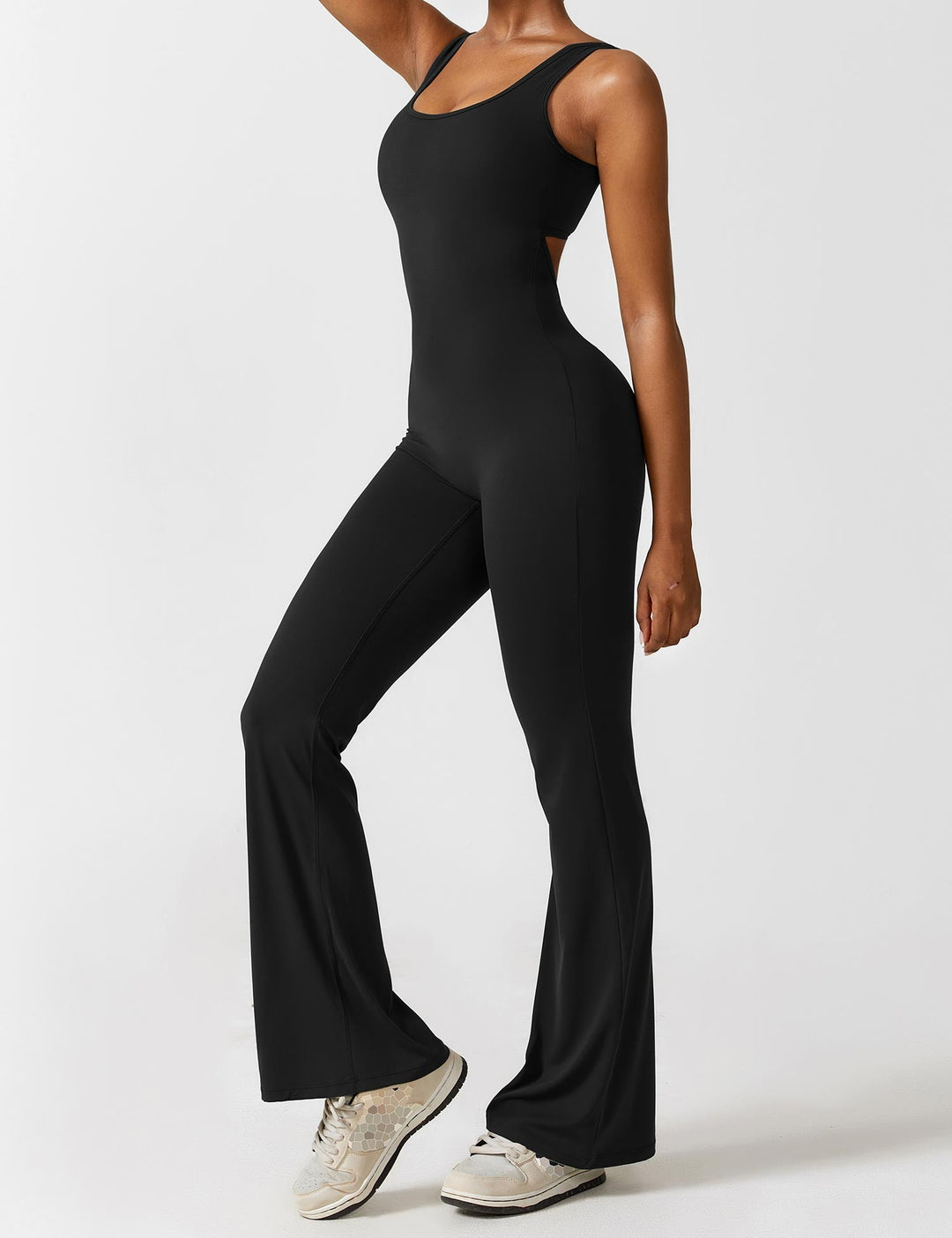 Rugvrije Jumpsuit met Uitlopende Broekspijpen - Liv
