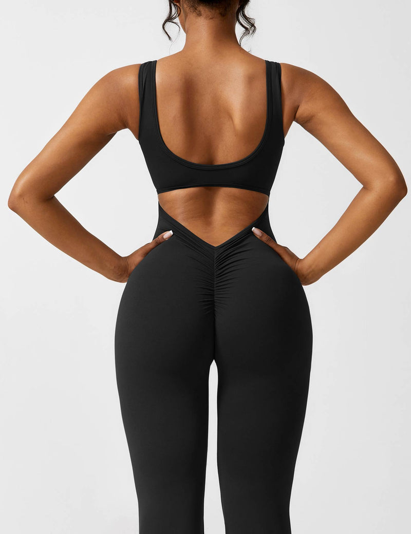 Rugvrije Jumpsuit met Uitlopende Broekspijpen - Liv