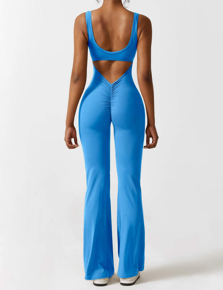 Rugvrije Jumpsuit met Uitlopende Broekspijpen - Liv