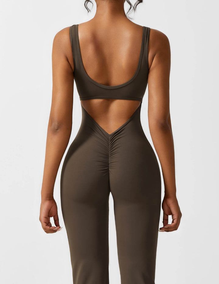 Rugvrije Jumpsuit met Uitlopende Broekspijpen - Liv