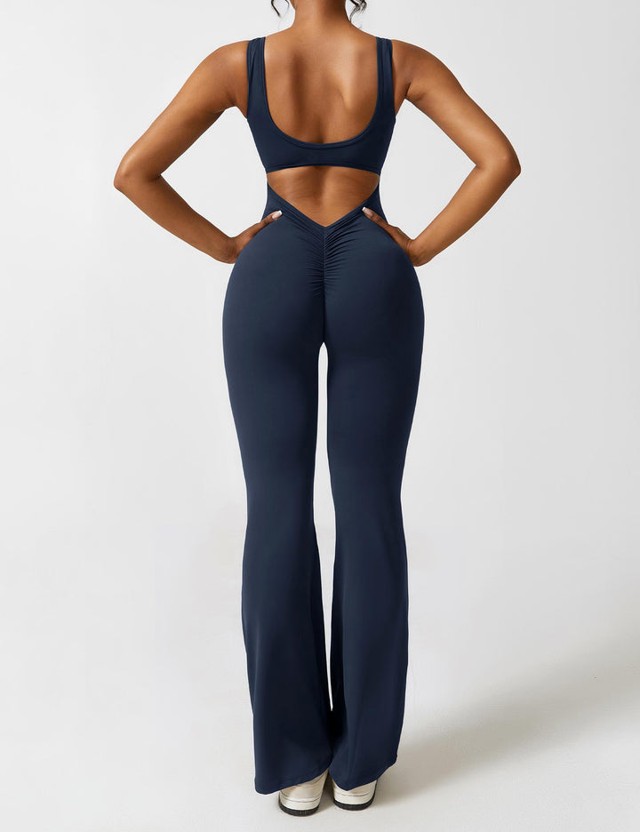Rugvrije Jumpsuit met Uitlopende Broekspijpen - Liv