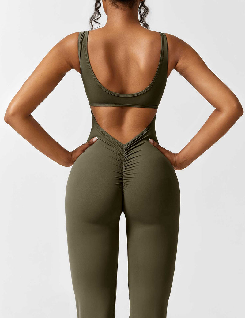 Rugvrije Jumpsuit met Uitlopende Broekspijpen - Liv