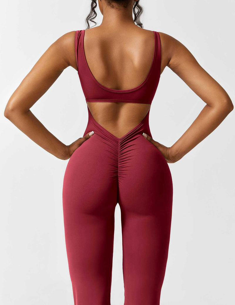 Rugvrije Jumpsuit met Uitlopende Broekspijpen - Liv